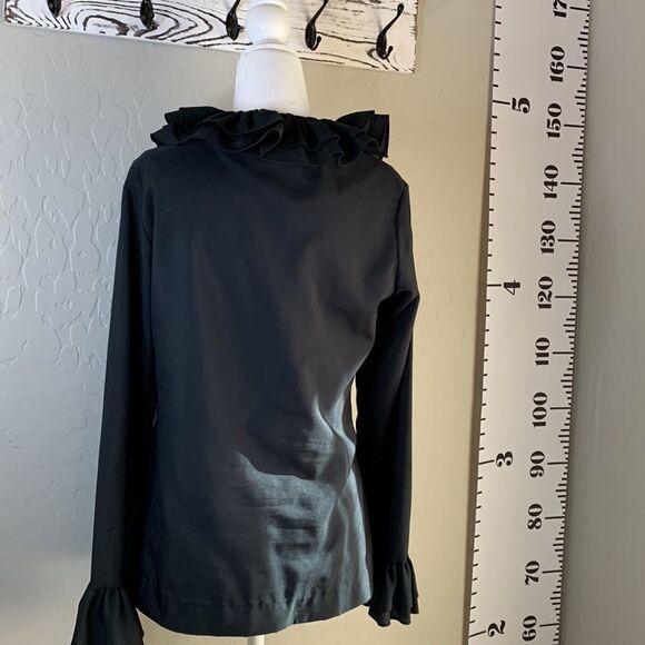 Jami Originals black ruffled collar blouse ruffles at sleeves too size 10 - Picture 7 of 13
